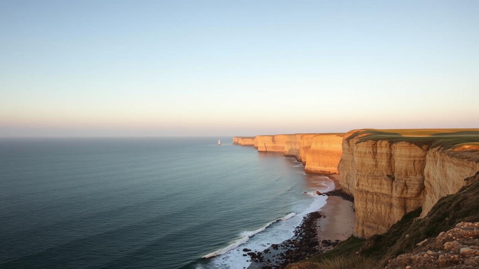 Portuguese coastline with cliffs and calm Atlantic water